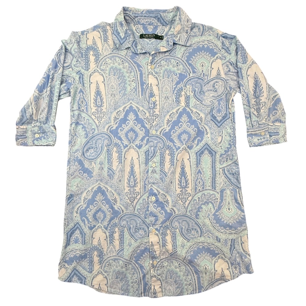 Lauren Ralph Lauren Nightshirt Women‎ Small Multicolor Paisley Cotton Button Up